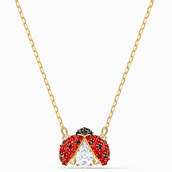 Swarovski Sparkling Dance Ladybug Necklace, Red, Gold-tone Plated